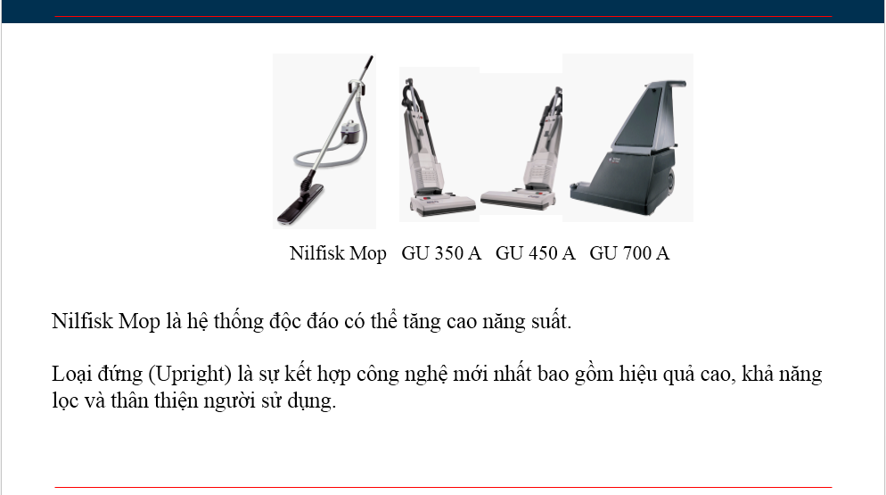 Máy Nilfisk mop và loại đứng